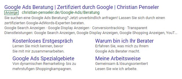 Google AdWords Anzeige